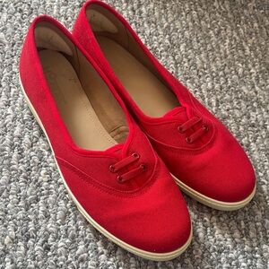 hotter Red Canvas Slip-on Sneakers